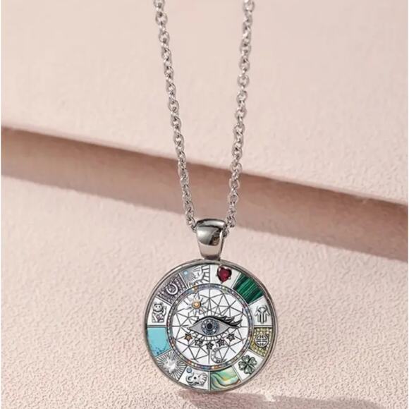 NEW Women's Mystical Evil Eye Lucky Good Fortune Protection Luck Silver Necklace - Picture 2 of 3
